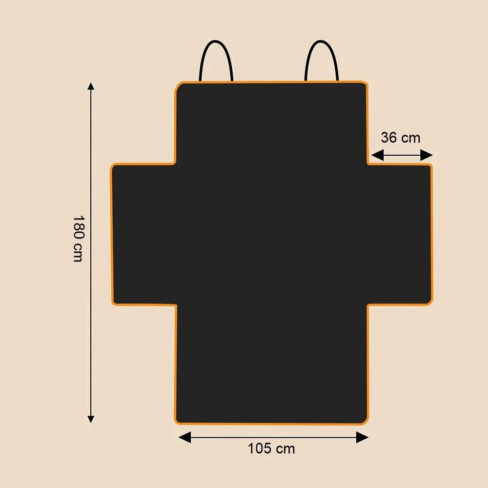 Maße der Kofferraum-Schutzdecke: 180 x 105 cm, Seitenteile 36 cm