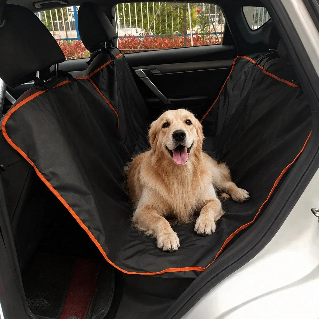 Golden Retriever liegt in der Hunde-Hängematte Classic auf der Rückbank