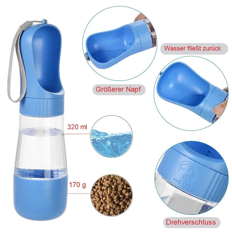 2in1 Trinkflasche mit Wasser- und Snackfach