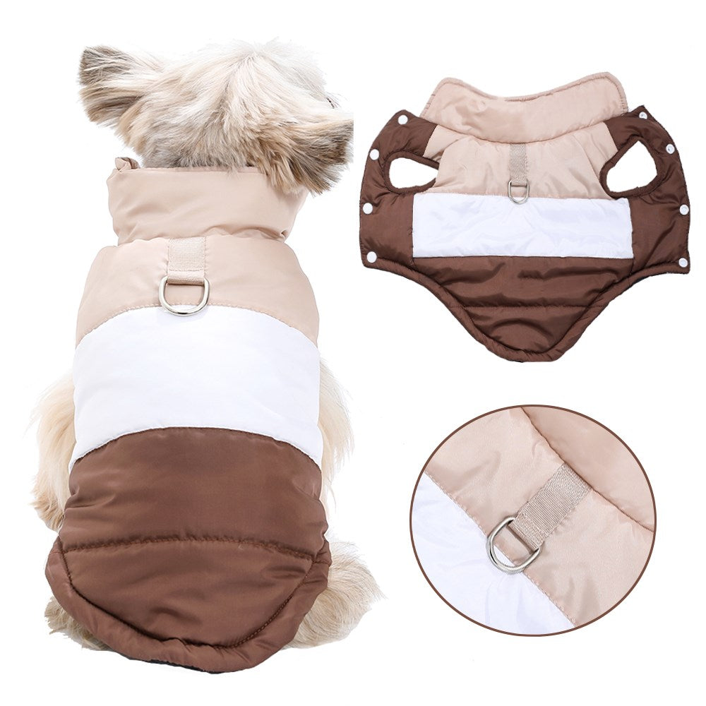 Hunde-Steppjacke für kleine Hunde in Braun mit D-Ring